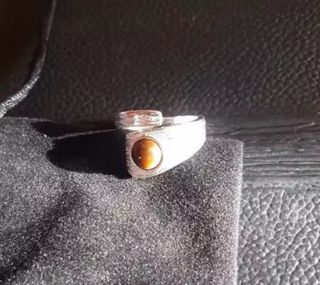 Anillo Ojo de Tigre (Baño Plata)
