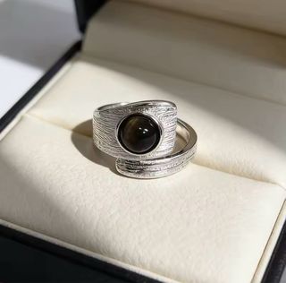 Anillo Ojo de Tigre (Baño Plata)