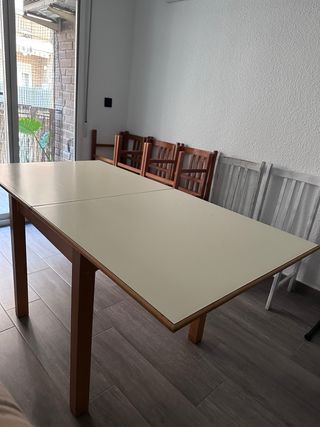 CONJUNTO DE MESA EXTENSIBLE Y 8 SILLAS