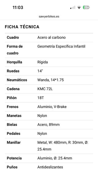 Bicicleta Sawyer Mint 14’ de 3-5 años