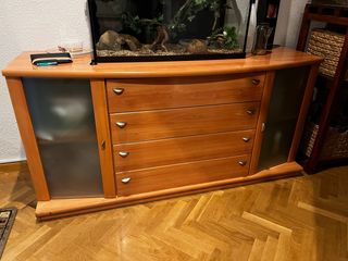 Mueble TV madera y cristal