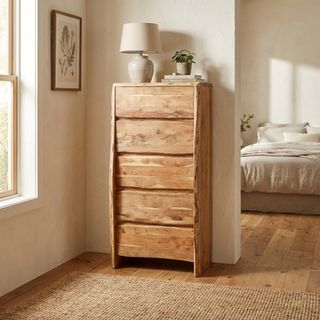 Cassettiera 5 Cassetti Legno Acacia 150cm Moderna