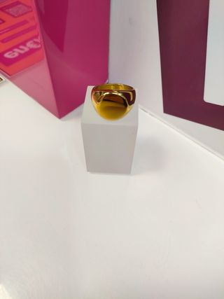 Anillo acero dorado tipo sello T20