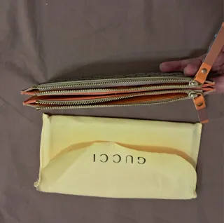 Cartera Gucci Monogram Gris y Marrón Auténtica