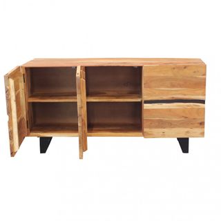 Madia Legno Massiccio Acacia 160cm Metallo Design