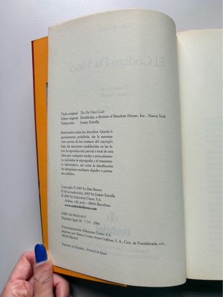 Libro El código Da Vinci. Dan Brown