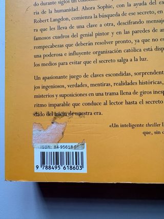 Libro El código Da Vinci. Dan Brown