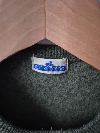 Jersey lana mujer verde rombos rosa