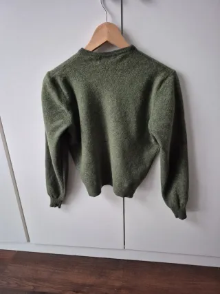 Jersey lana mujer verde rombos rosa