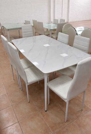 Mesa Comedor Blanca + 6 Sillas Polipiel! Nuevo!