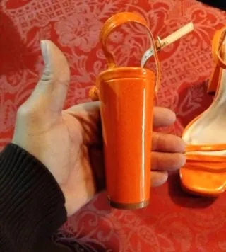 Zapatos de fiesta naranjas tacón plataforma