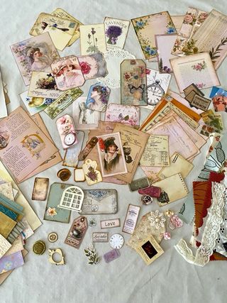 Lote Papeles y elementos Junkjournal Love Letter