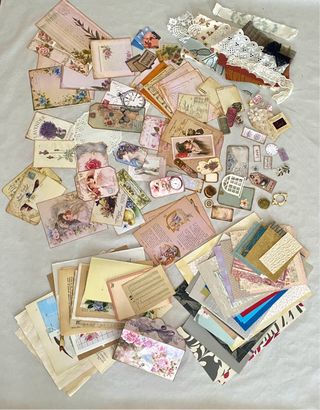 Lote Papeles y elementos Junkjournal Love Letter