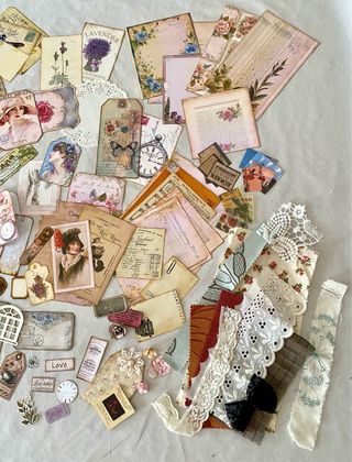 Lote Papeles y elementos Junkjournal Love Letter