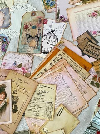 Lote Papeles y elementos Junkjournal Love Letter