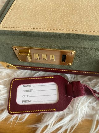 Maletín piel y ante verde/marrón