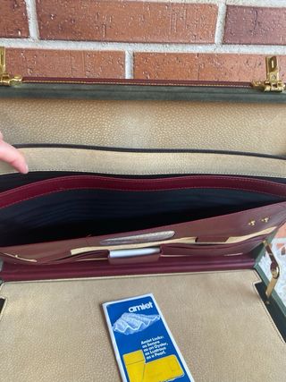 Maletín piel y ante verde/marrón