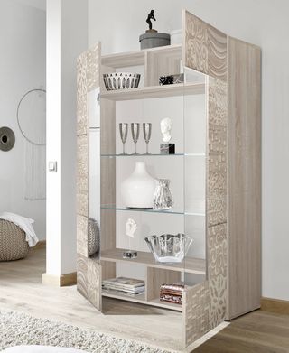 Vetrina Moderna 2 Ante Vetro Marrone 166 cm Living