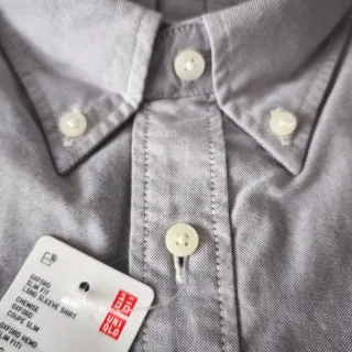 Camisa Uniqlo Oxford Manga Larga XXL Gris