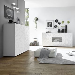 Credenza Design Moderna Bianco 121 cm Soggiorno