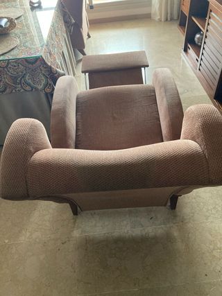 2 sillones reclinables manualmente tela marrón