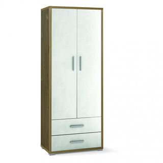 Armadio Moderno 2 Ante 2 Cassetti Bianco 182 cm
