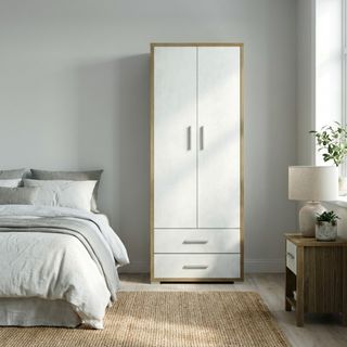 Armadio Moderno 2 Ante 2 Cassetti Bianco 182 cm