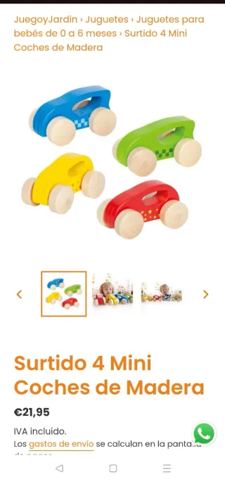 6 Coches de Madera Juguete