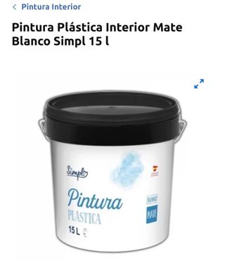 Pintura Plástica Interior Mate Blanco 15L