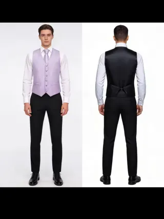 Traje de novio a medida púrpura y negro