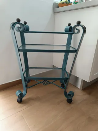 Mesa auxiliar forja vintage cristal