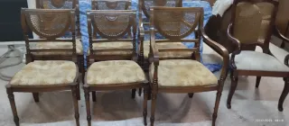 Conjunto 6 Sillas Madera Tallada Rattan