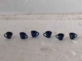 Set 6 Tazze Miniatura Blu Pois Bianchi