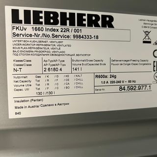 Enfriadora Liebherr bajo mostrador