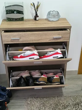 Mueble recibidor zapatero madera y metal