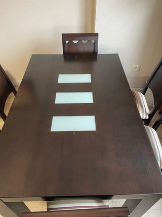 Mesa comedor extensible wengue + 6 sillas