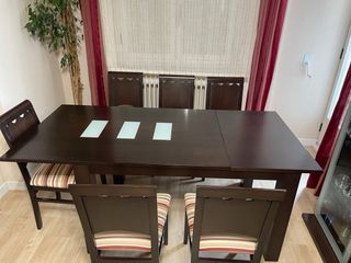 Mesa comedor extensible wengue + 6 sillas
