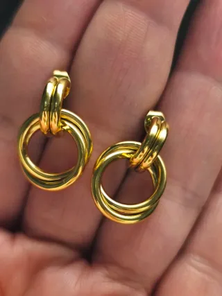 Pendientes Aro Doble Chapados Oro 18k