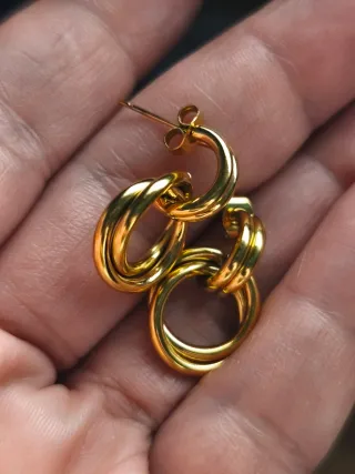 Pendientes Aro Doble Chapados Oro 18k
