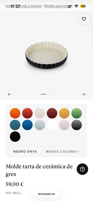 Molde Tarta Le Creuset Gres Cerámica Negro