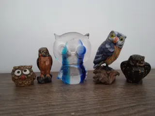 Lote de 5 figuras de búhos