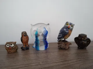 Lote de 5 figuras de búhos