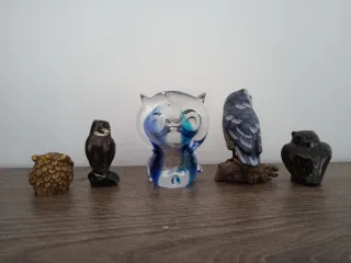 Lote de 5 figuras de búhos