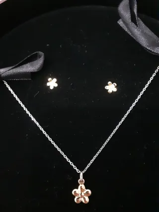Pack Tous Colgante y Pendientes Flor LUXENTER