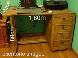 Escritorio antiguo de madera 1,80m x 70cm