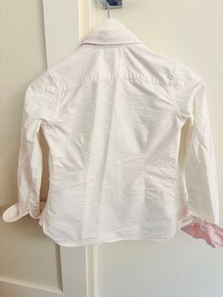 Camisa Ralph Lauren Blanca Rayas Rosas Talla S