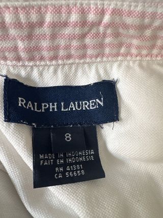 Camisa Ralph Lauren Blanca Rayas Rosas Talla S