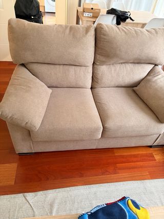 Sofá 3+2 plazas tela beige/marrón