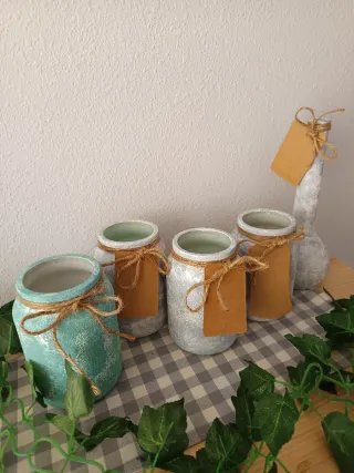 Lote 5 botes cristal efecto cemento