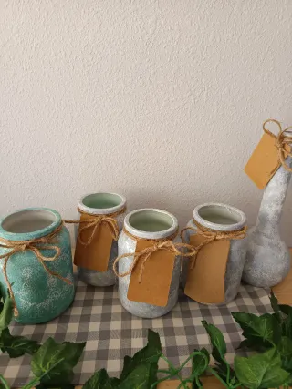 Lote 5 botes cristal efecto cemento